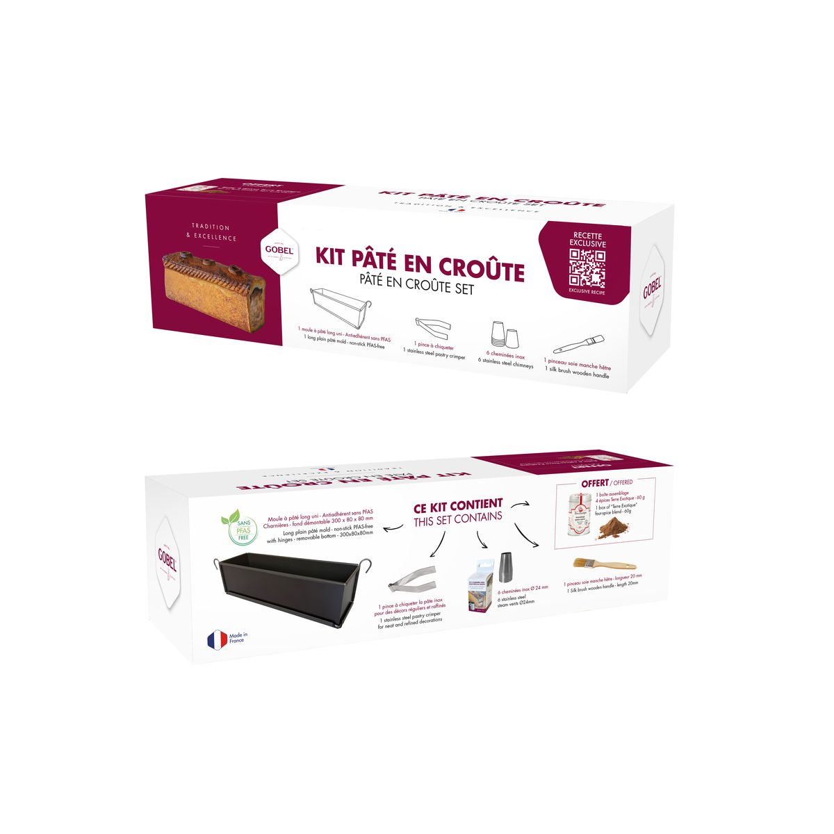 Kit moule pour pâté en croute démontable anti-adhérent 30x8 cm - gobel