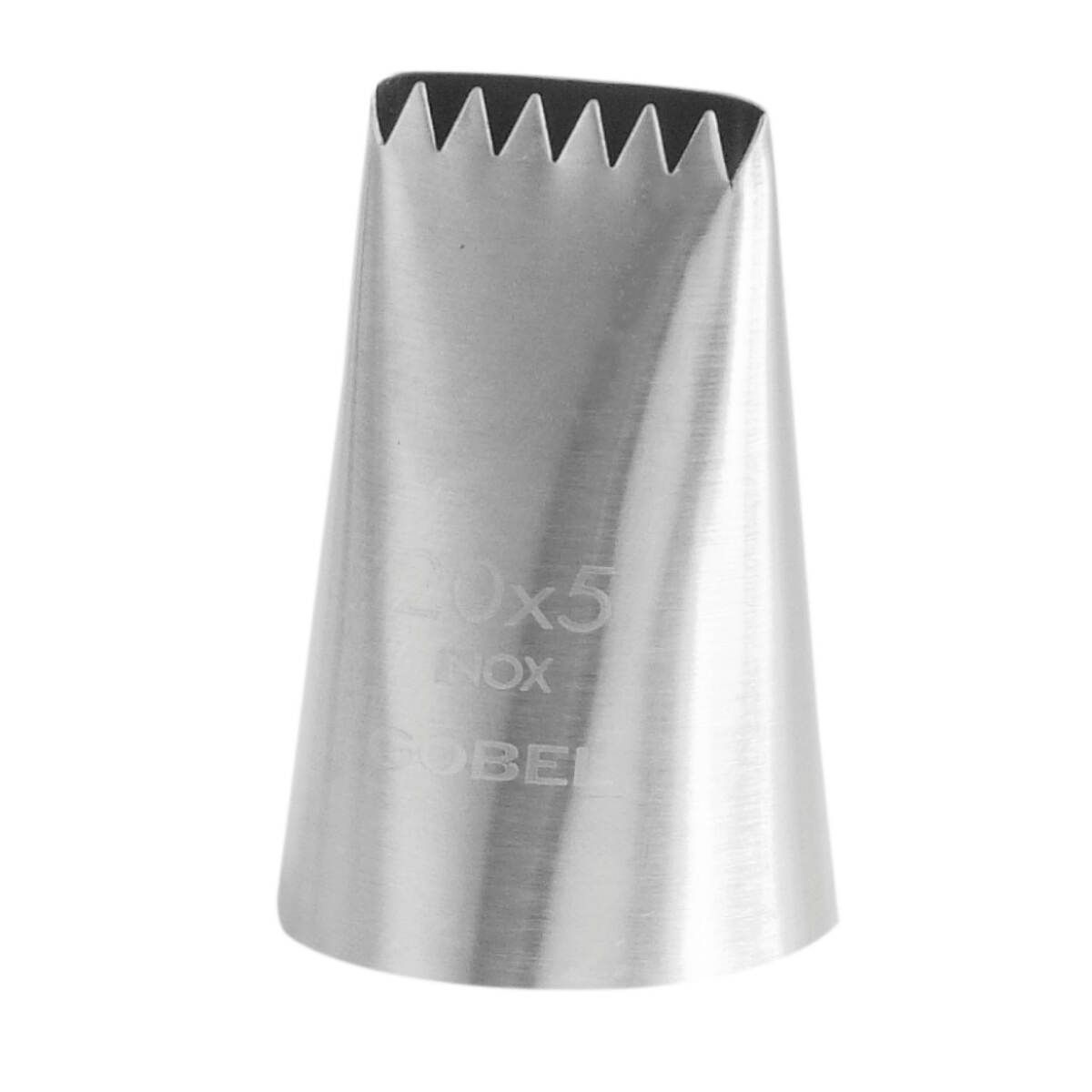 Douille à pâtisserie à bûche cannelée et lisse - inox - 20 x 5 mm - 6 dents - gobel