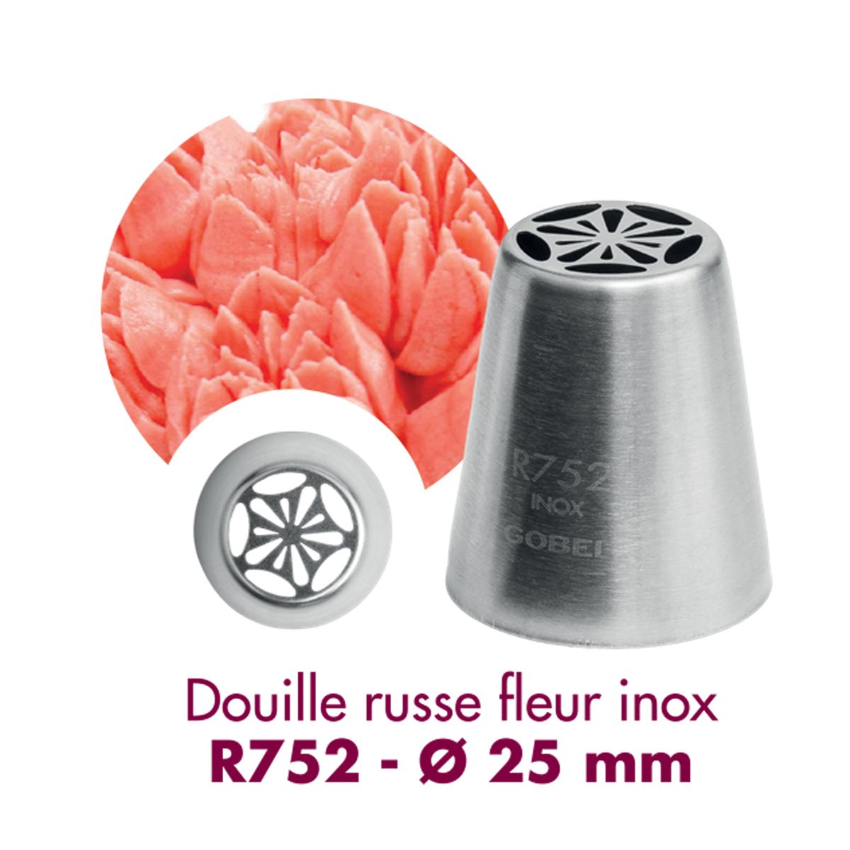 Douille à pâtisserie russe fleur r752 - inox - ø 25 mm - gobel
