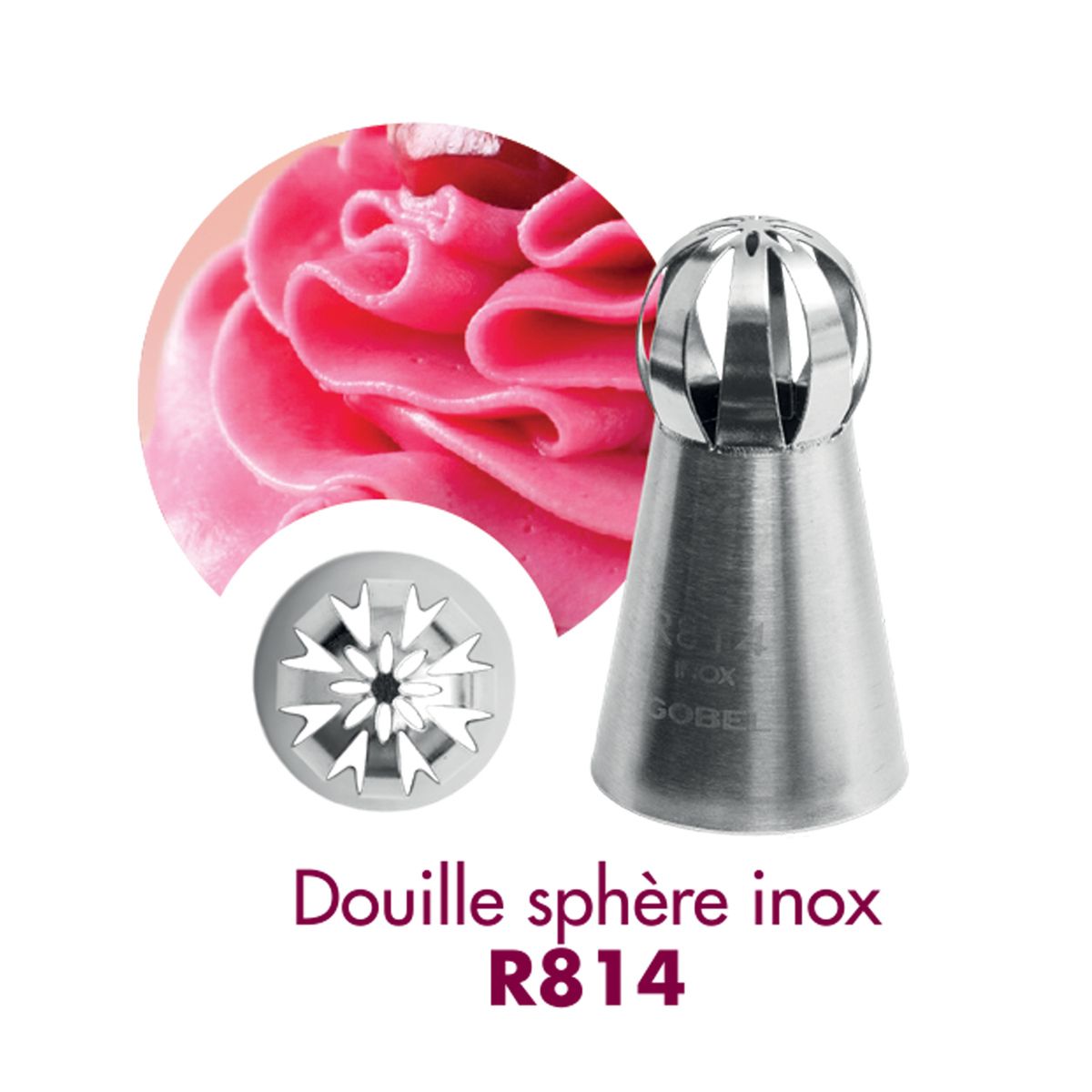 Douille à pâtisserie russe sphère r814 - inox - ø 24 mm - gobel
