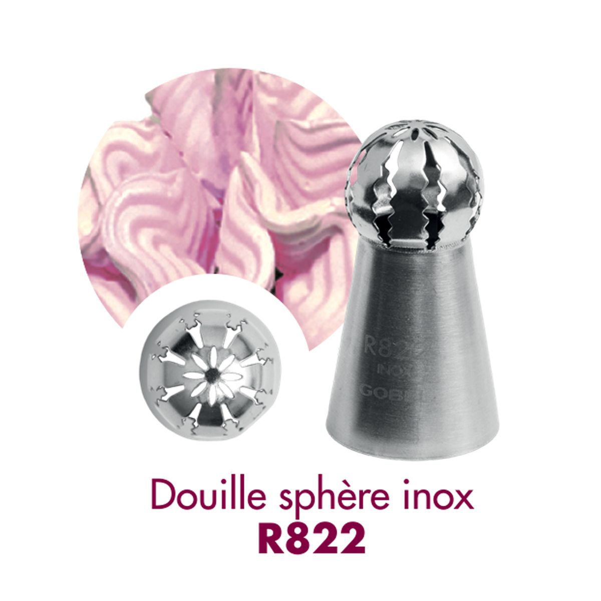 Douille à pâtisserie russe sphère r822 - inox - ø 24 mm - gobel