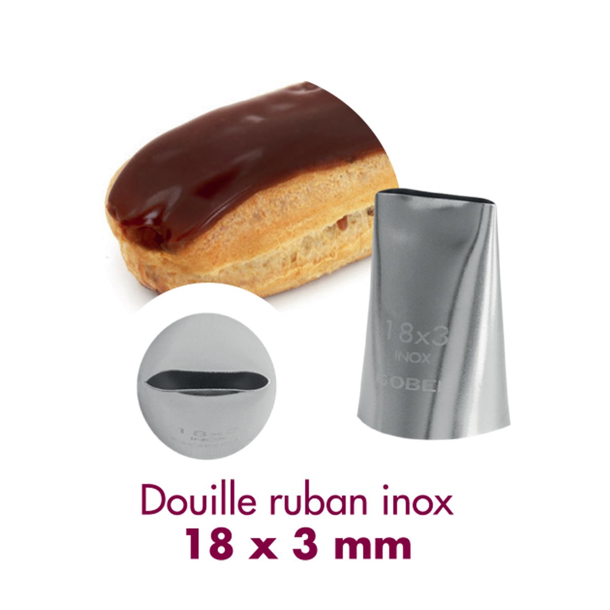 Douille à pâtisserie ruban - inox - 18 x 3 mm - gobel