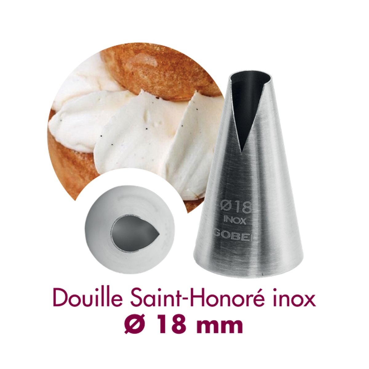 Douille à pâtisserie saint-honoré - inox - ø 18 mm- gobel