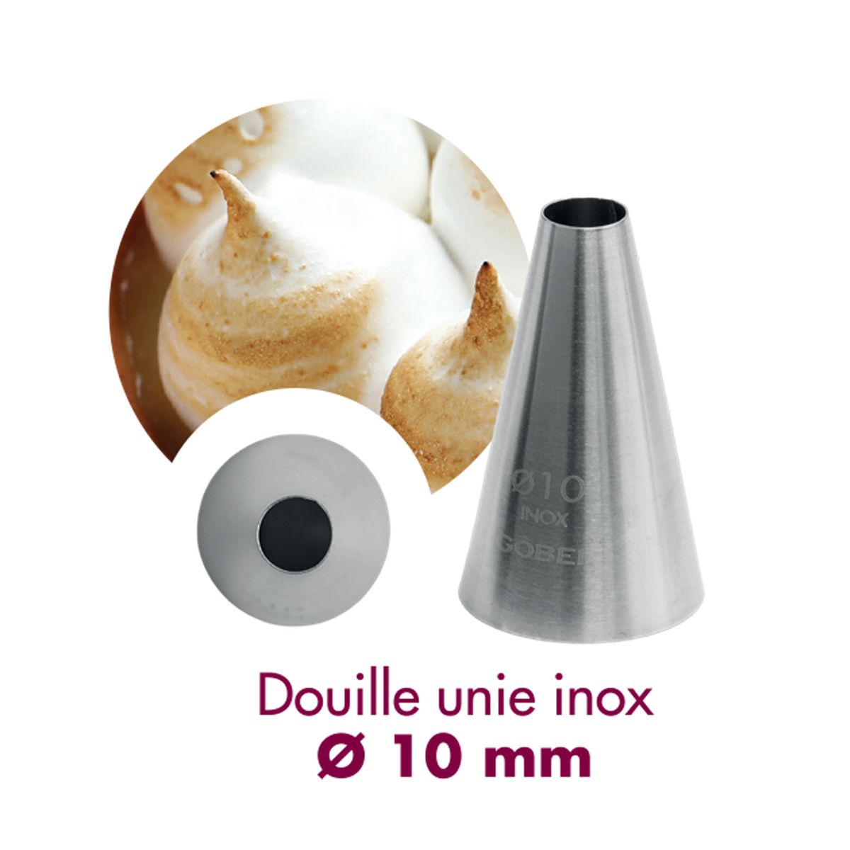 Douille à pâtisserie unie - inox - ø 10 mm- gobel