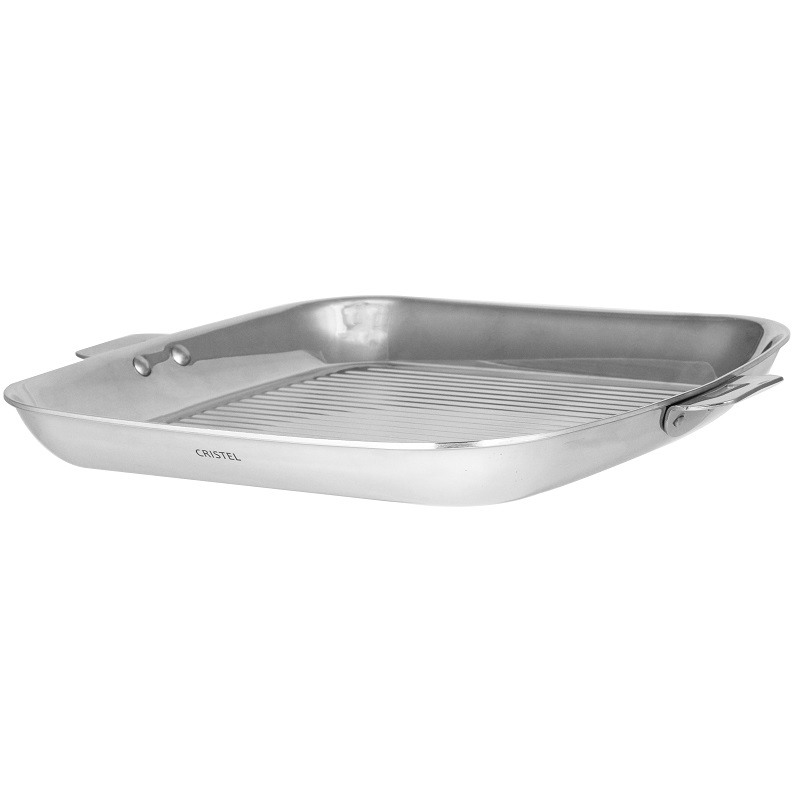 Gril carre inox sans couvercle multiply casteline amovible 30 cm - cristel