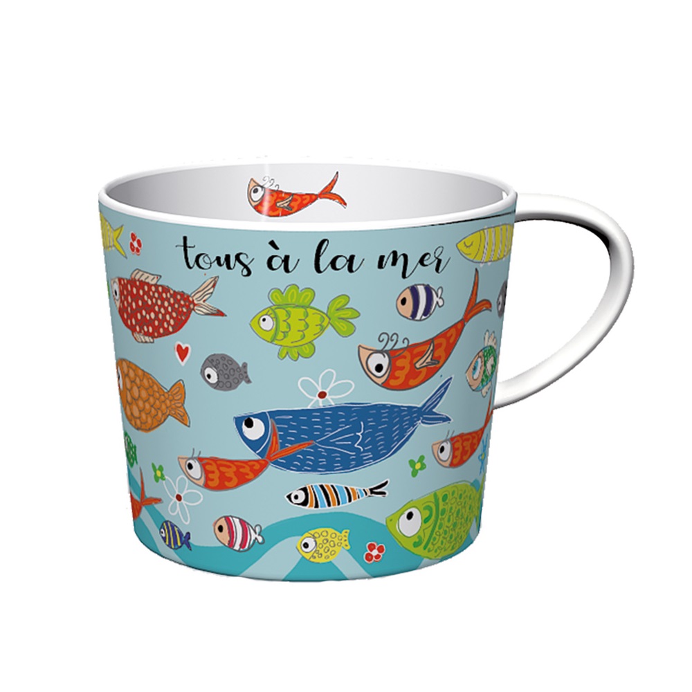 Tasse dejeuner 45cl poissons tous a la mer- moldeo