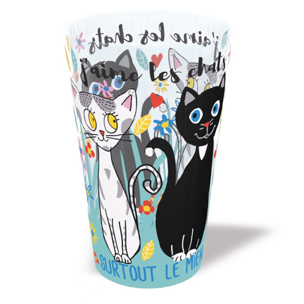 Lot de 6 verres 30cl j'aime les chats surtout le mien - moldeo