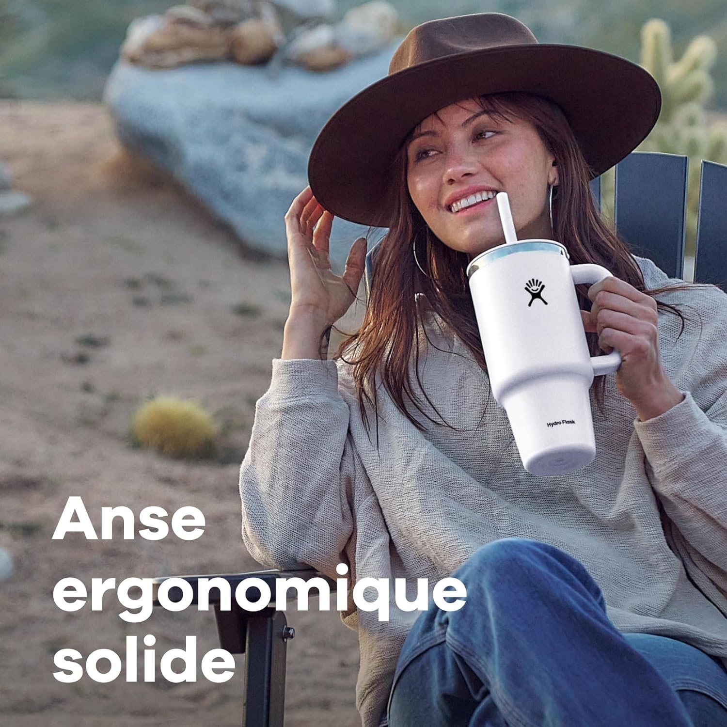 Gobelet isotherme xxl rose avec paille souple 940 ml s'adapte aux portes gobelets de nombreuses voitures - hydroflask