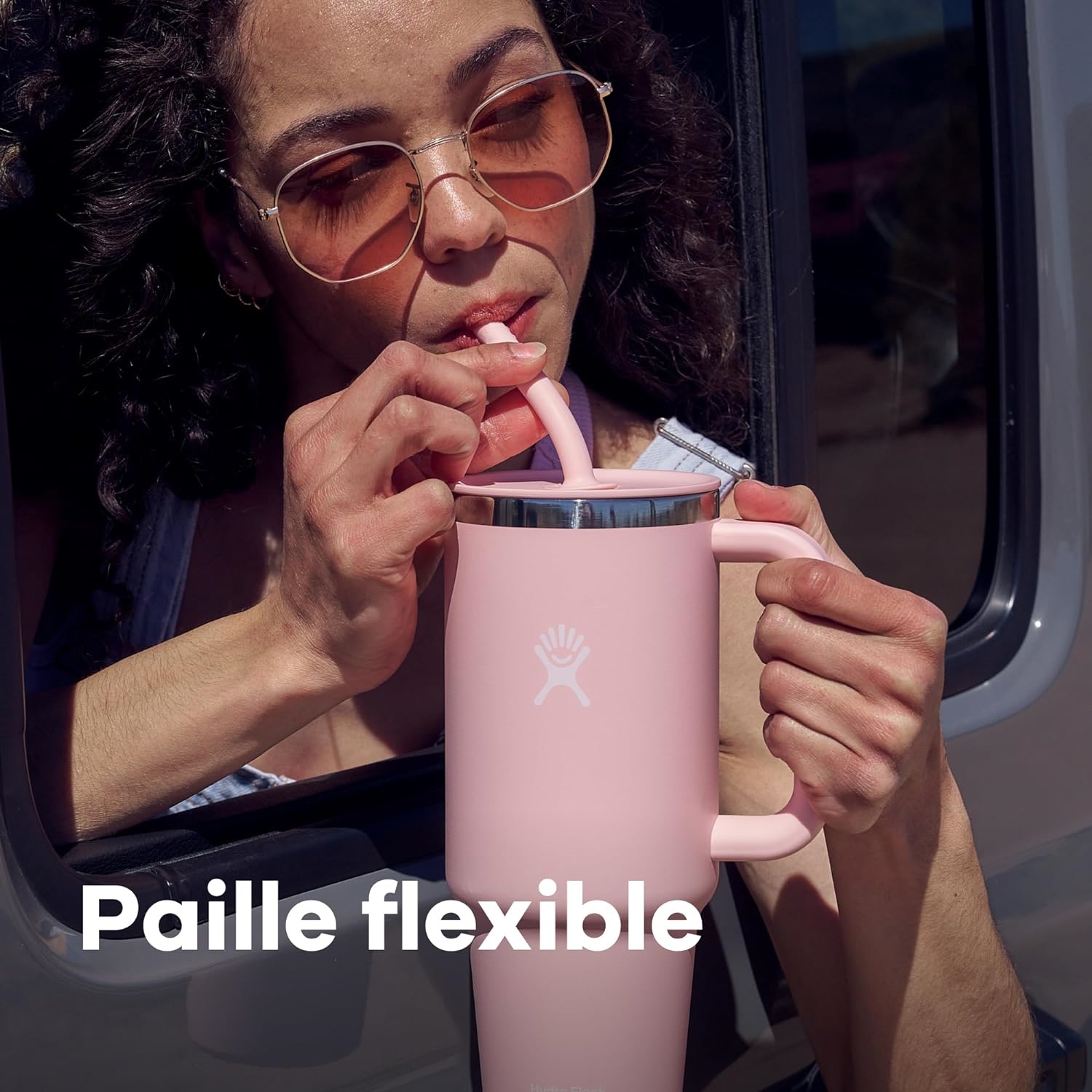 Gobelet isotherme xxl rose avec paille souple 940 ml s'adapte aux portes gobelets de nombreuses voitures - hydroflask