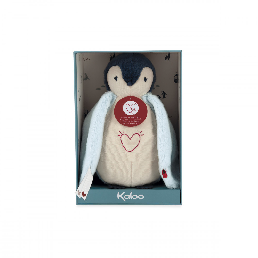 Peluche veilleuse manchot bleu 20 cm - kaloo