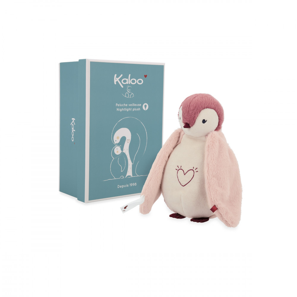 Peluche veilleuse manchot rose 20 cm - kaloo
