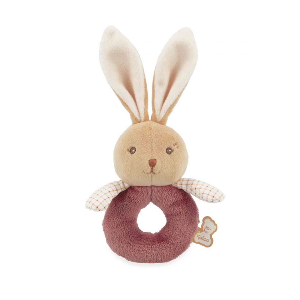 Doudou hochet lapin bordeaux - kaloo