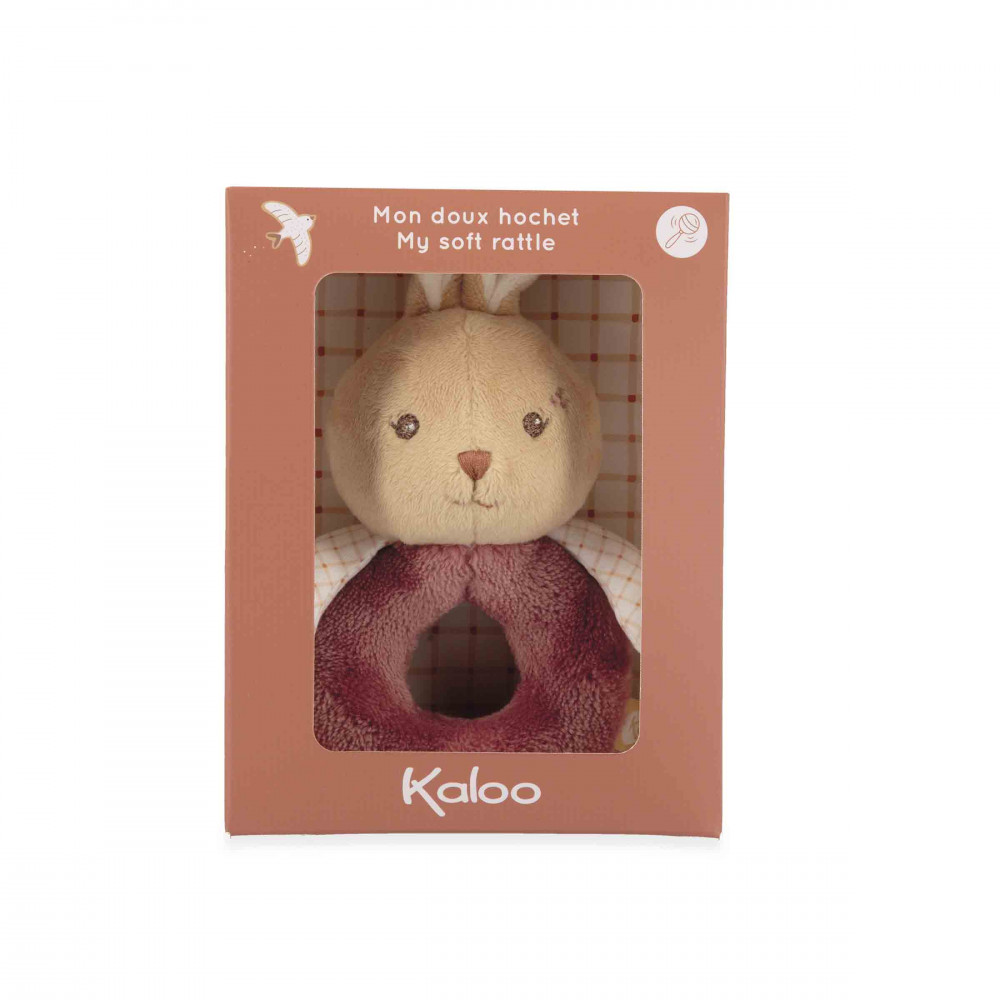 Doudou hochet lapin bordeaux - kaloo