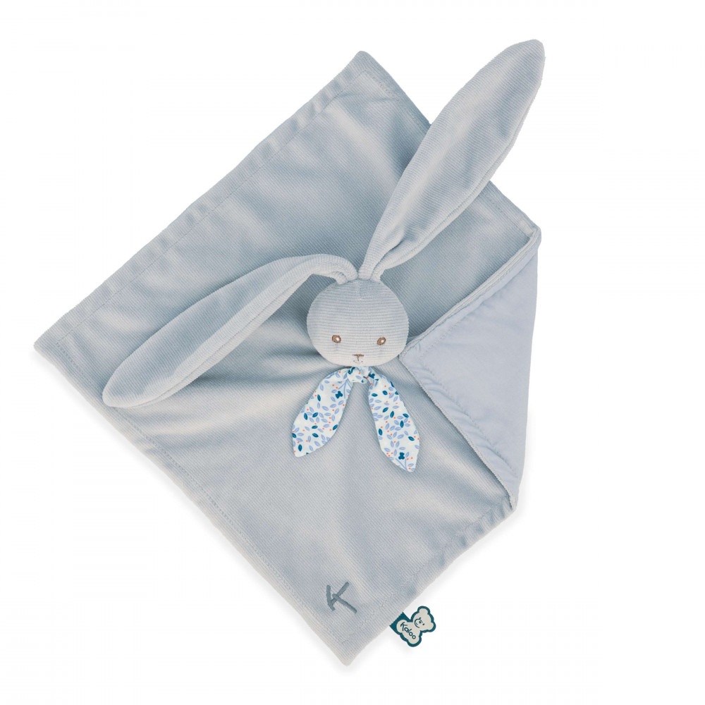 Lapinou doudou carré lapin bleu 30 cm - kaloo 