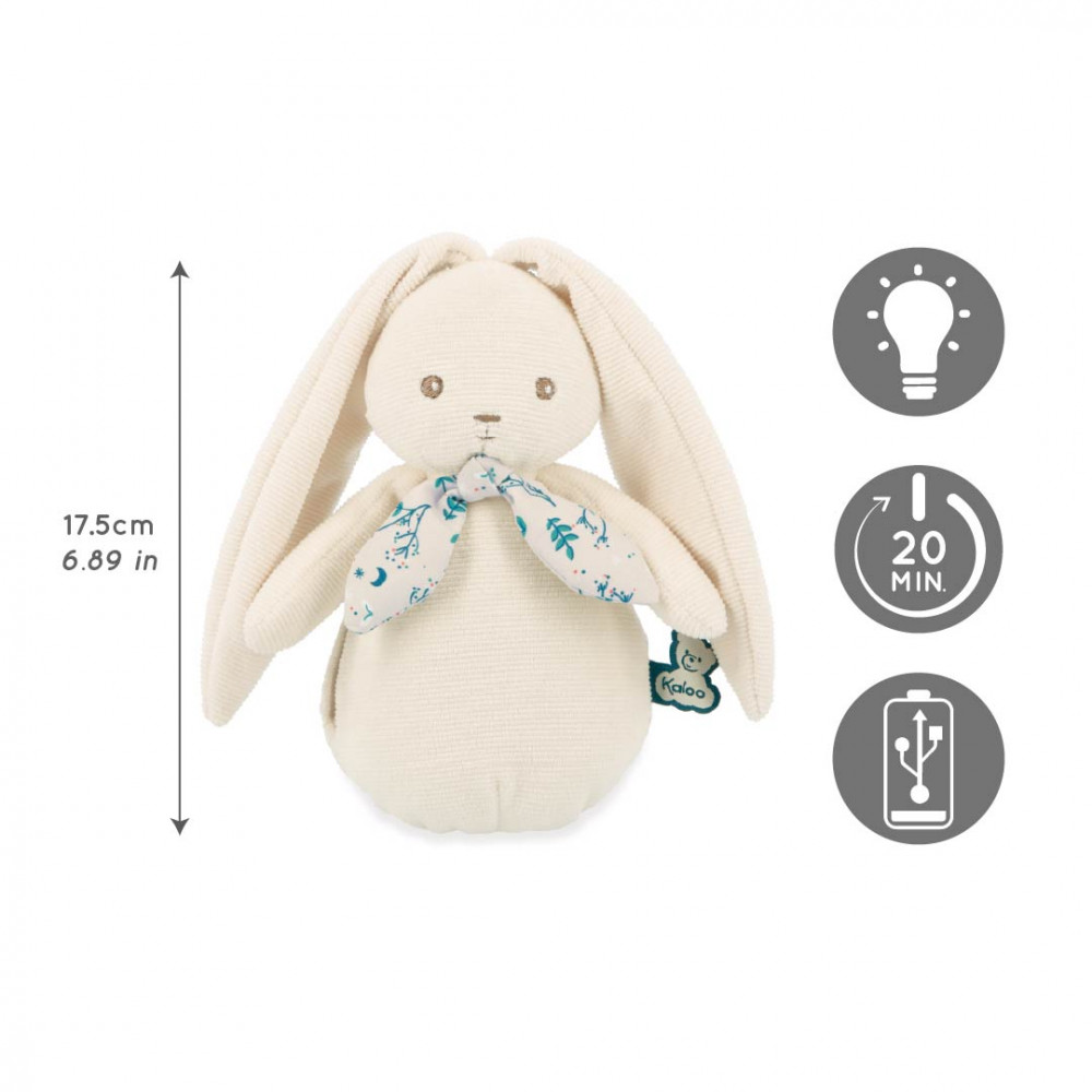 Peluche veilleuse nomade lapin crème 17,5 cm - kaloo