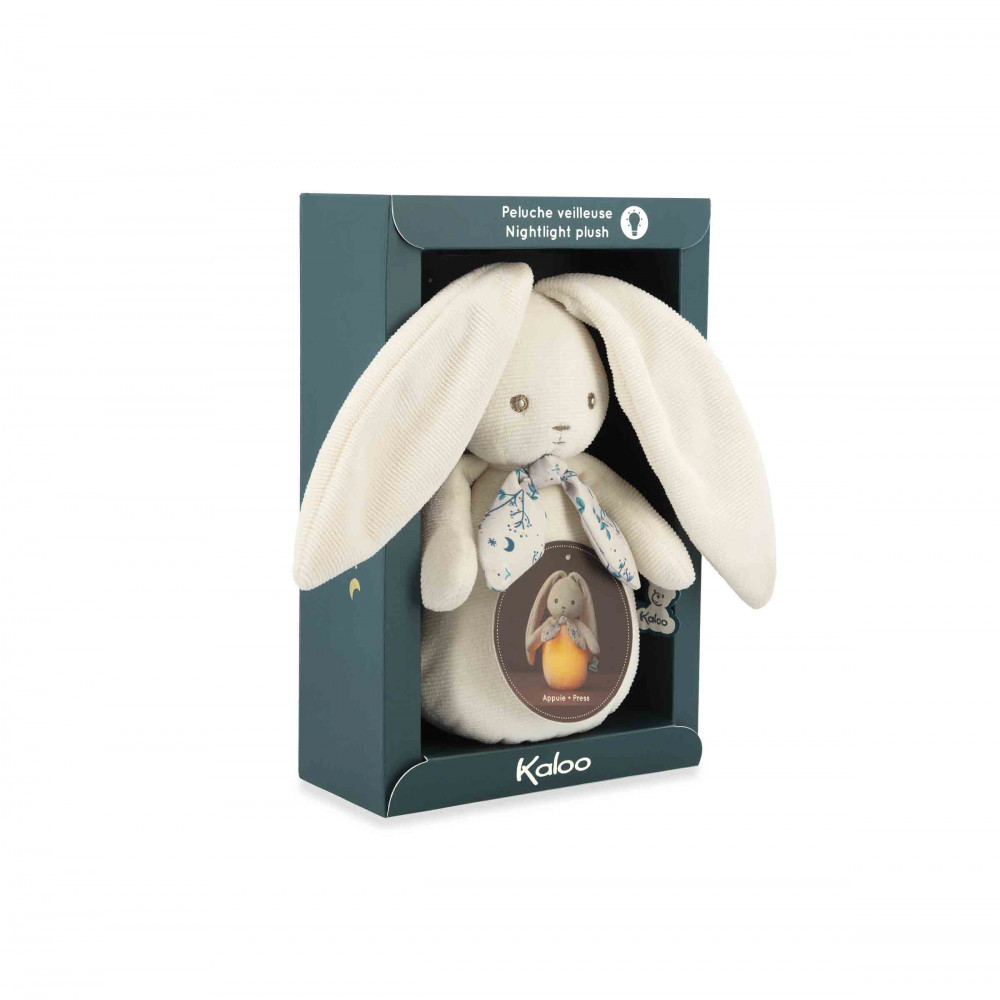 Peluche veilleuse nomade lapin crème 17,5 cm - kaloo