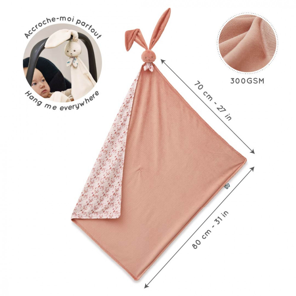 Couverture doudou lapin terracotta 80 x 70 cm - kaloo