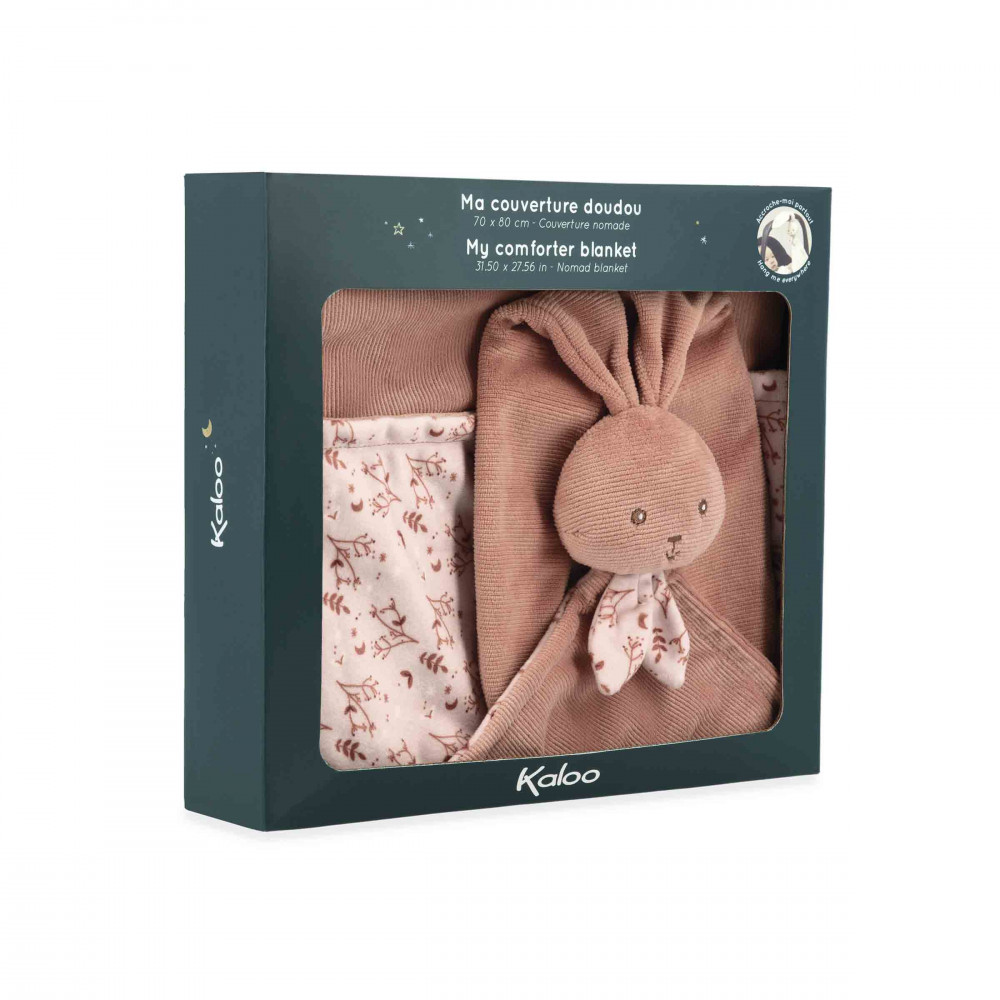 Couverture doudou lapin terracotta 80 x 70 cm - kaloo
