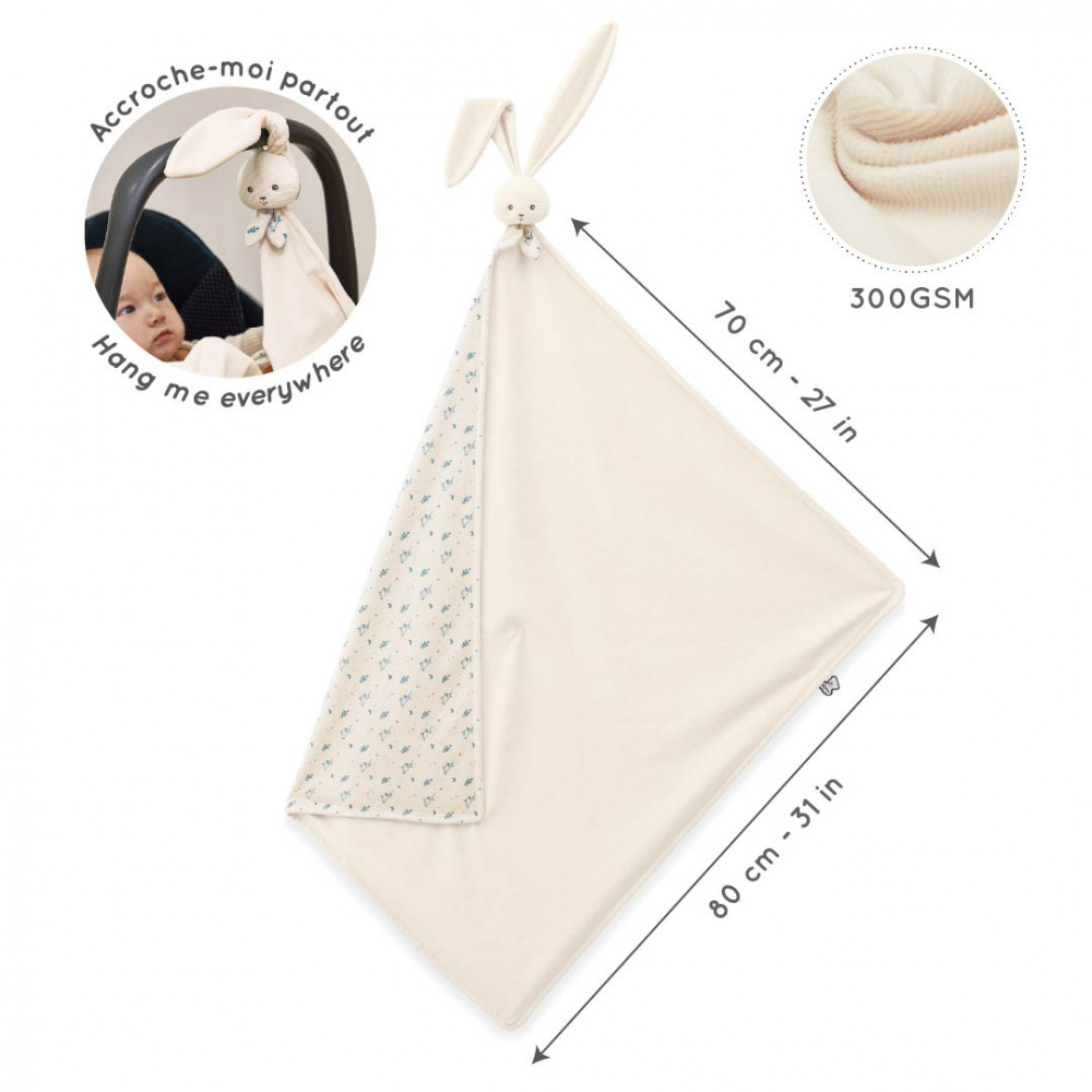 Couverture doudou lapin crème 80 x 70 cm - kaloo