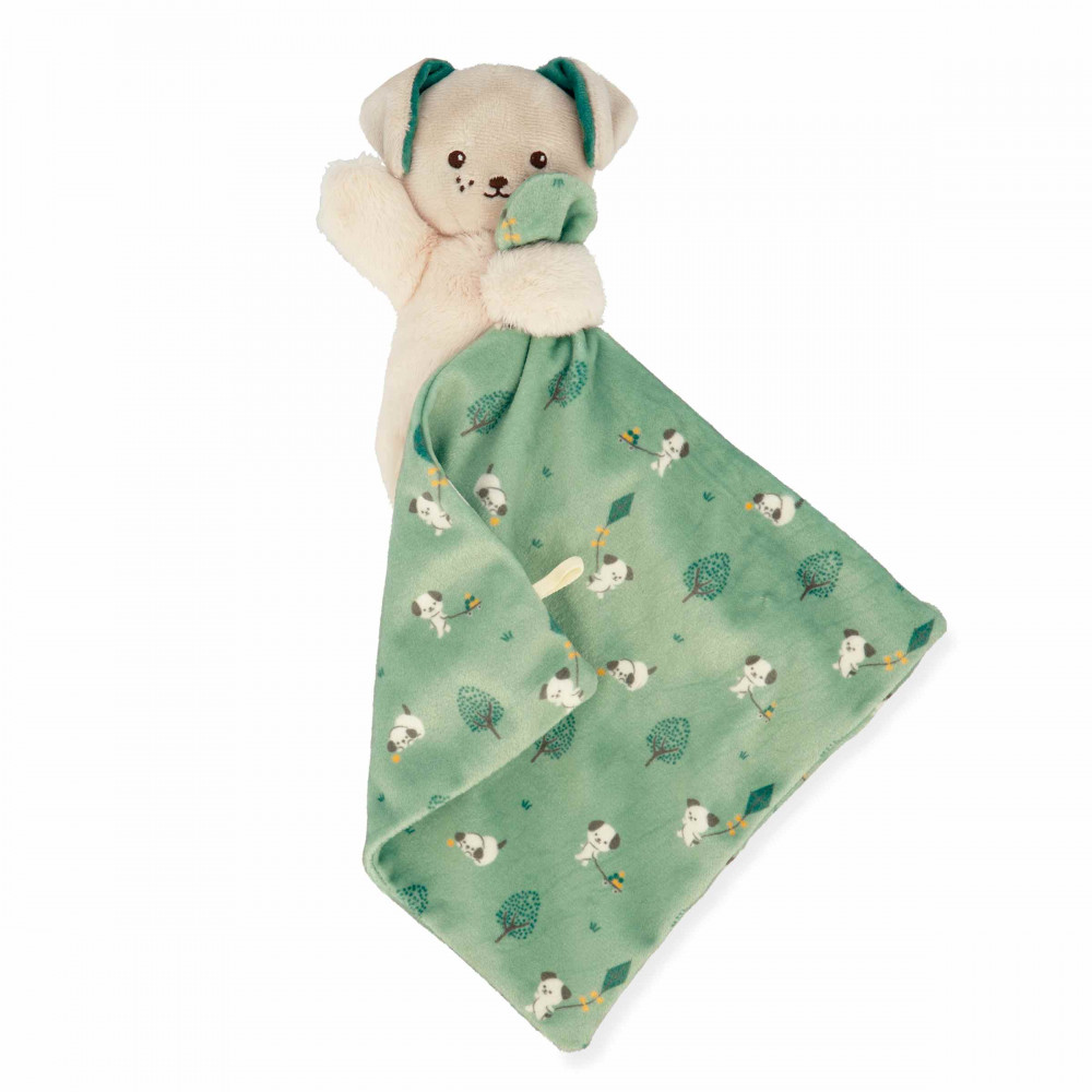 Doudou carré douceur chien vert - 18 cm - kaloo 