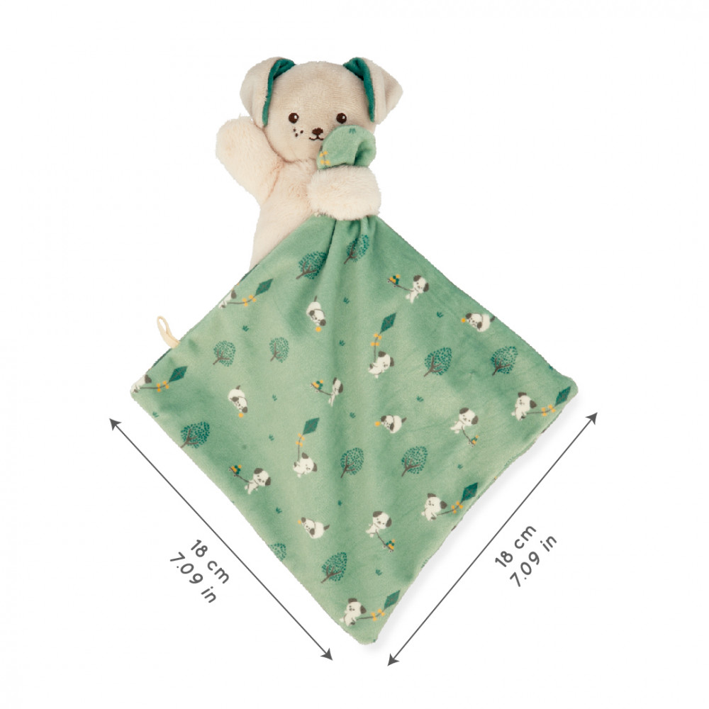 Doudou carré douceur chien vert - 18 cm - kaloo 
