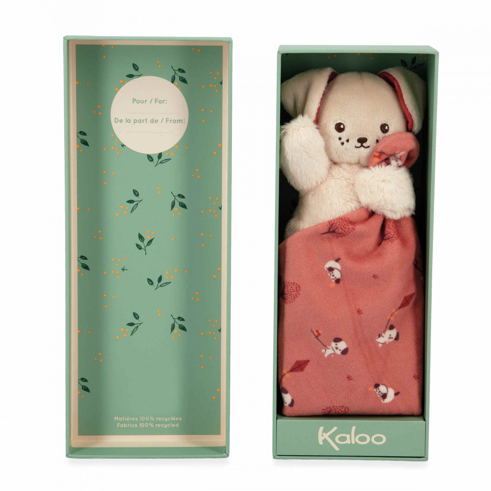Doudou carré douceur chien brique - 18 cm - kaloo 