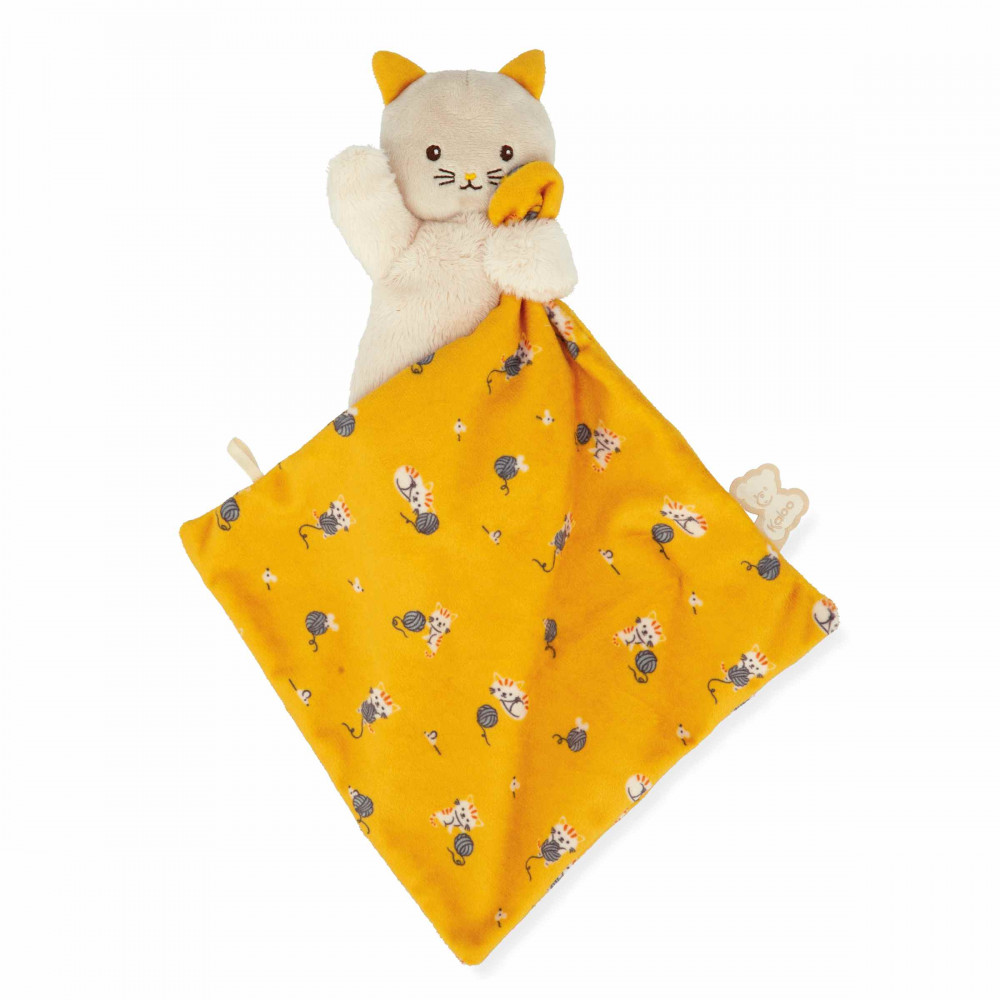 Doudou carré douceur chat jaune - 18 cm - kaloo 