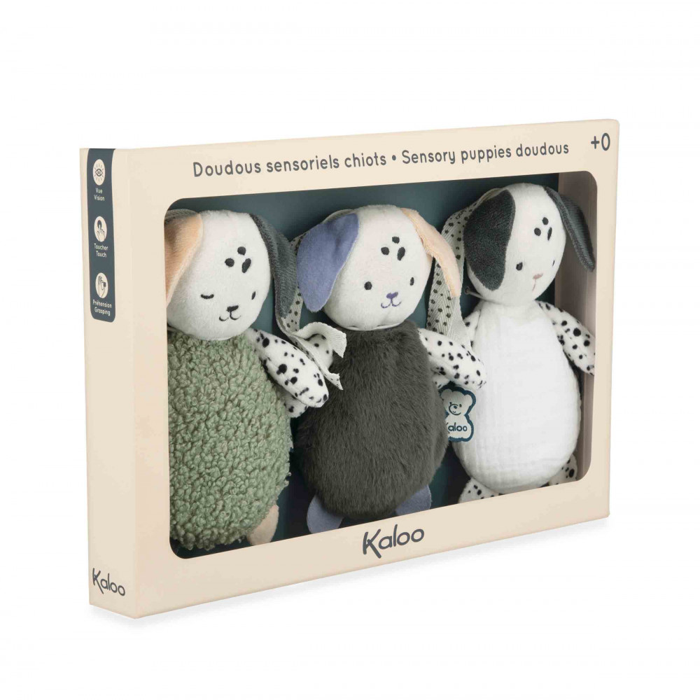 Doudous sensoriels chiens 15 cm - kaloo 