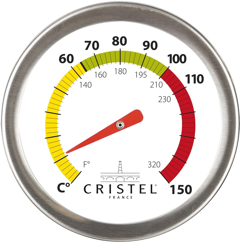 Couvercle en verre 24 cm platine avec thermomètre de cuisson basse température - cristel