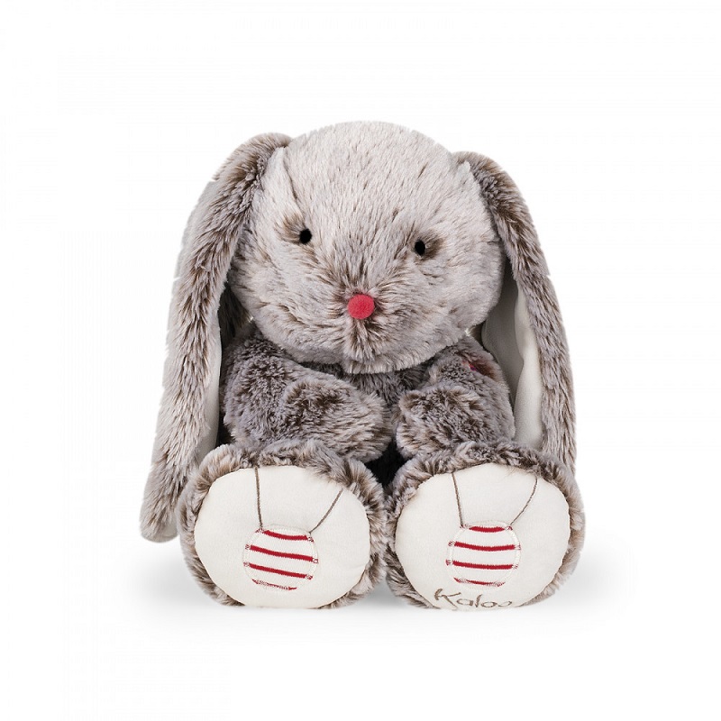 Peluche lapin gris prestige 38 cm rouge kaloo - kaloo