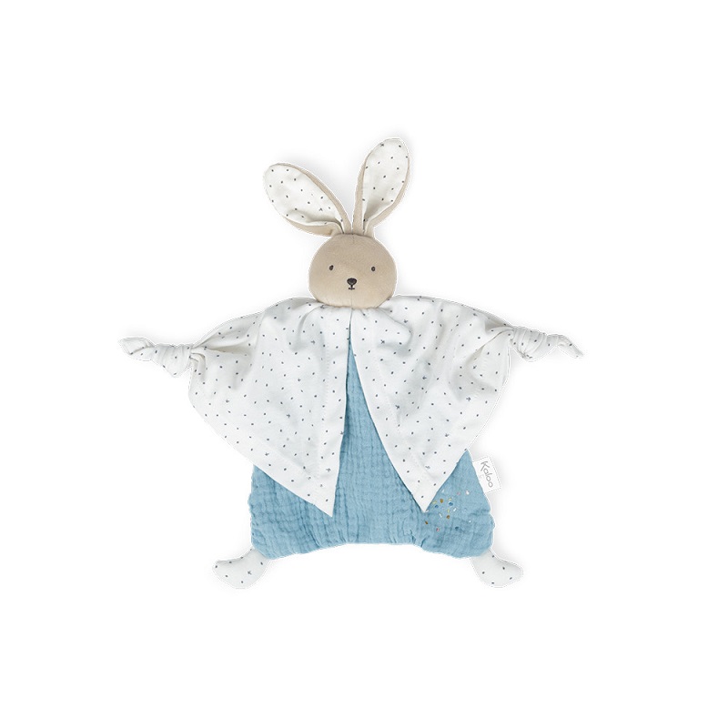 Doudou lapinou bleu coton bio petit pas - kaloo