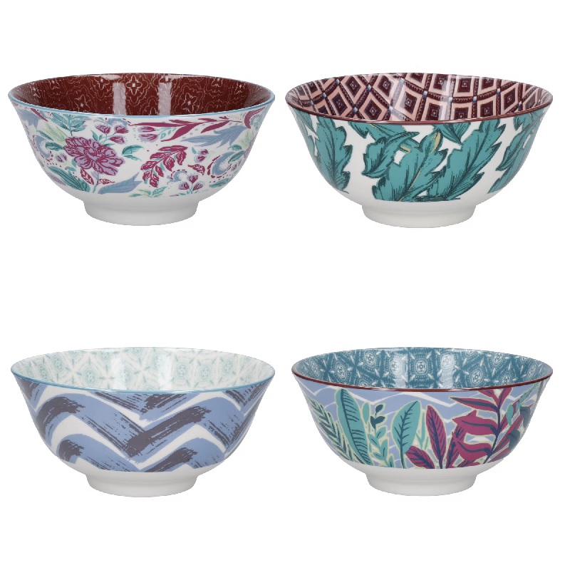 Lot de 4 bols assortis 15 cm decor vibrances - kitchencraft