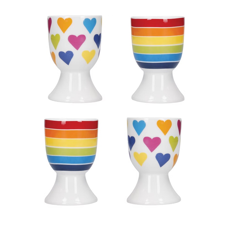 Lot de 4 coquetiers assortis 15 cm decor arc en ciel - kitchencraft