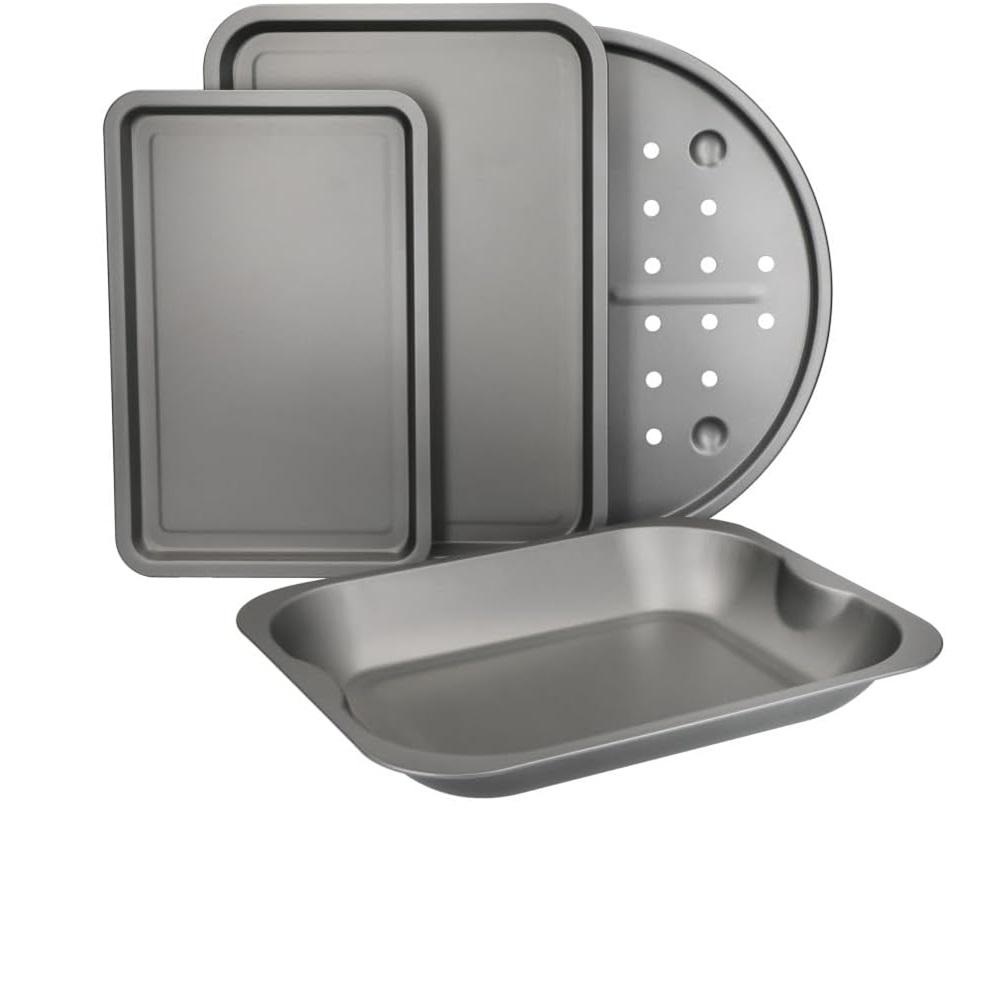 Sets de 4 plats de cuisson antiadhésifs, 2 plaques de cuisson - plaque à pizza - plat à rôtir master class - kitchencraft