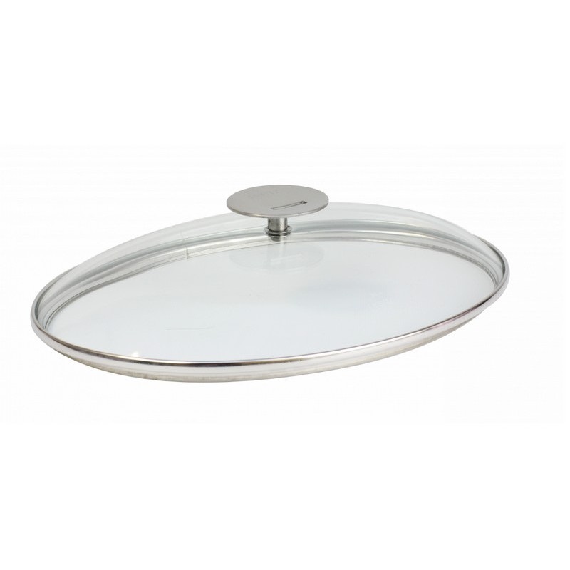 Couvercle en verre bombe ovale - platine - 35 cm - cristel 