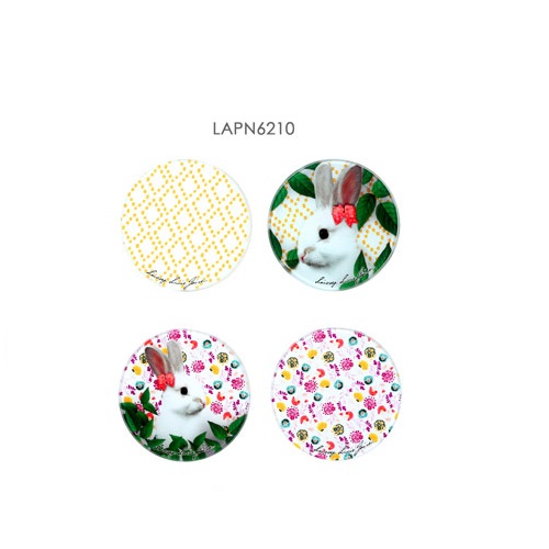 Lot de 4 dessous de verre 9cm decor liberty lapin - fox trot