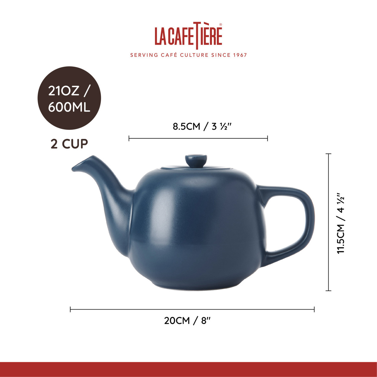 Théière classique la cafetière, bleu marine, 600ml - kitchencraft