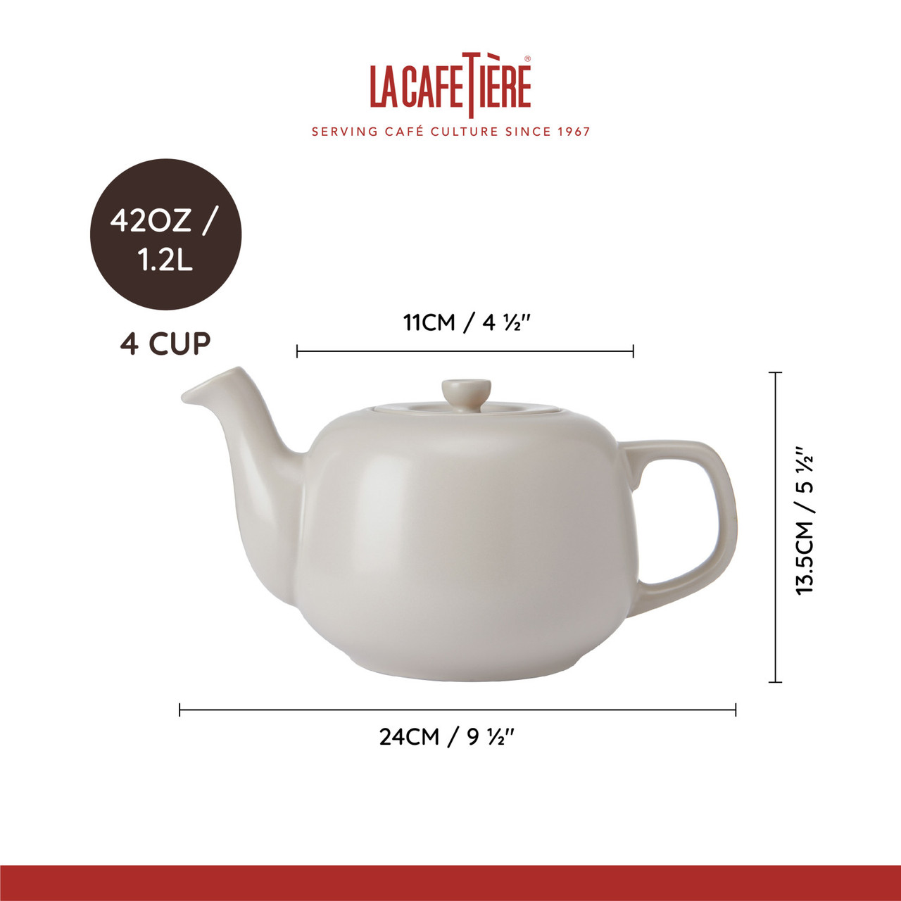 Théière classique la cafetière, beige, 1,2l - kitchencraft