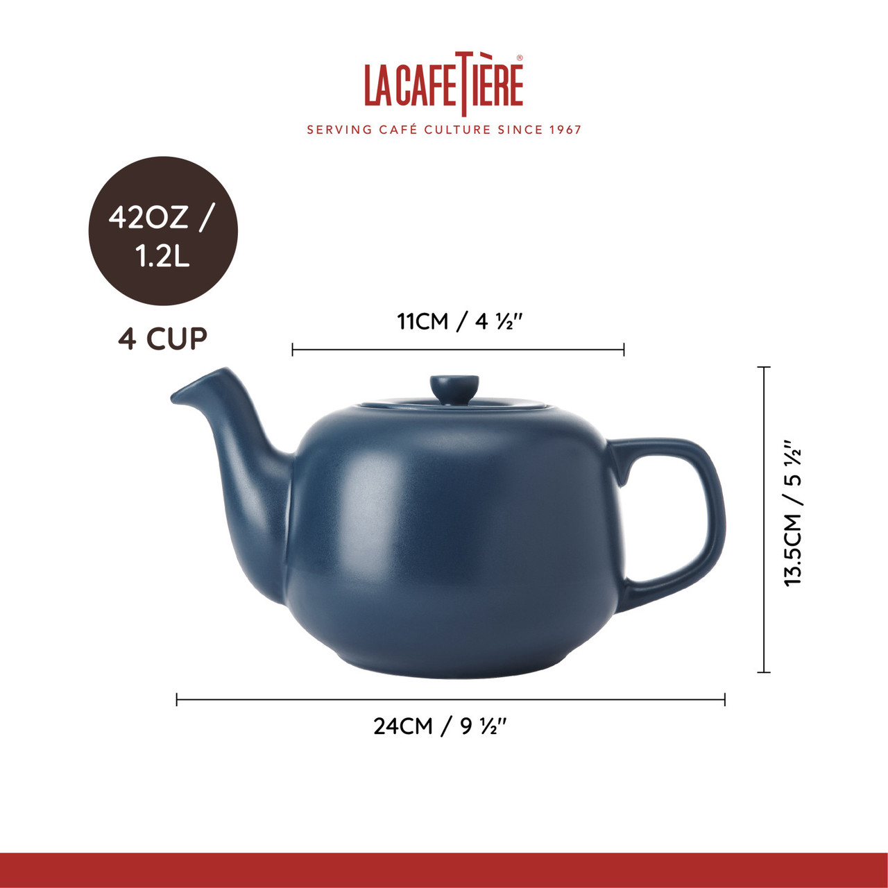 Théière classique la cafetière, bleu marine, 1,2l - kitchencraft