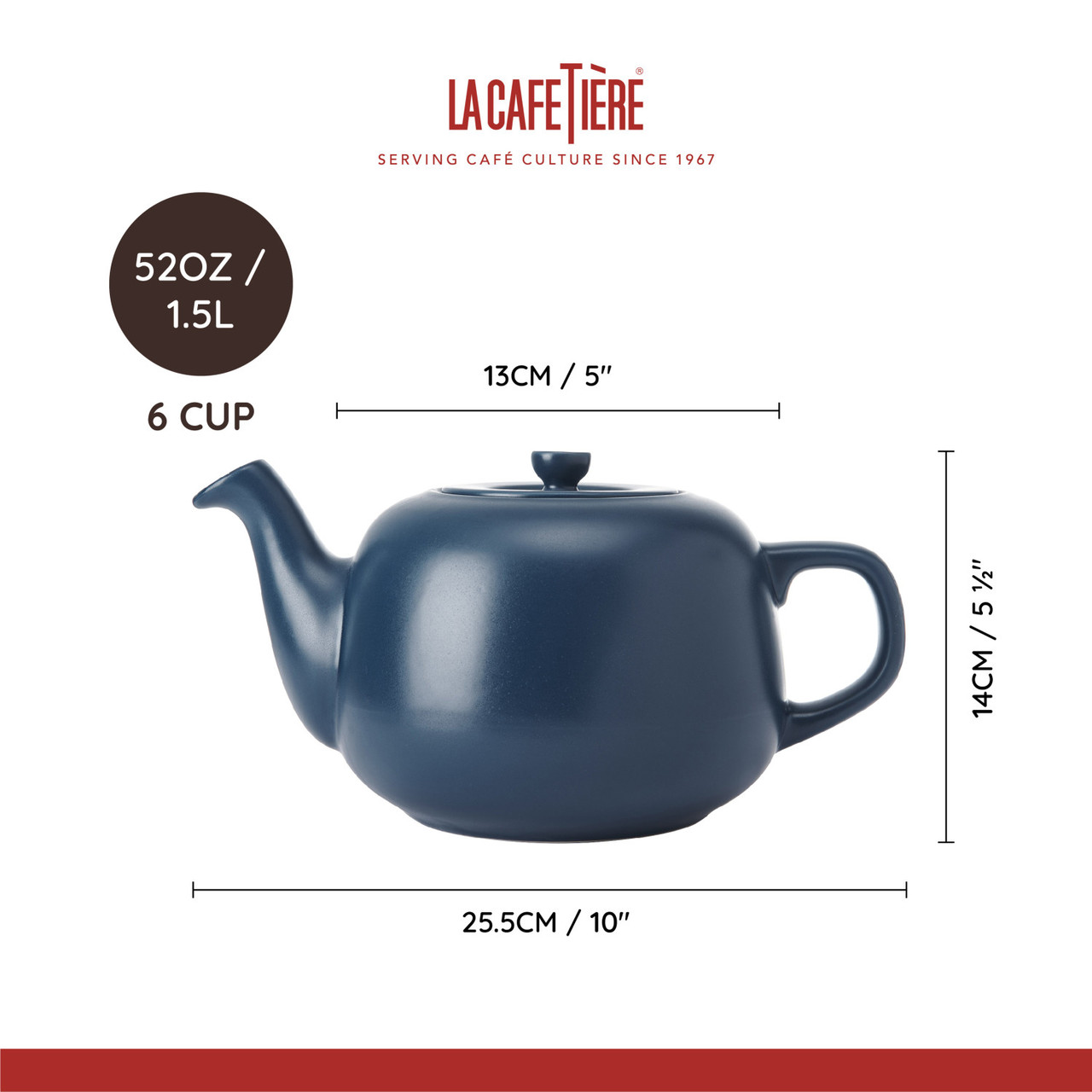 Théière classique la cafetière, bleu marine, 1,5l - kitchencraft