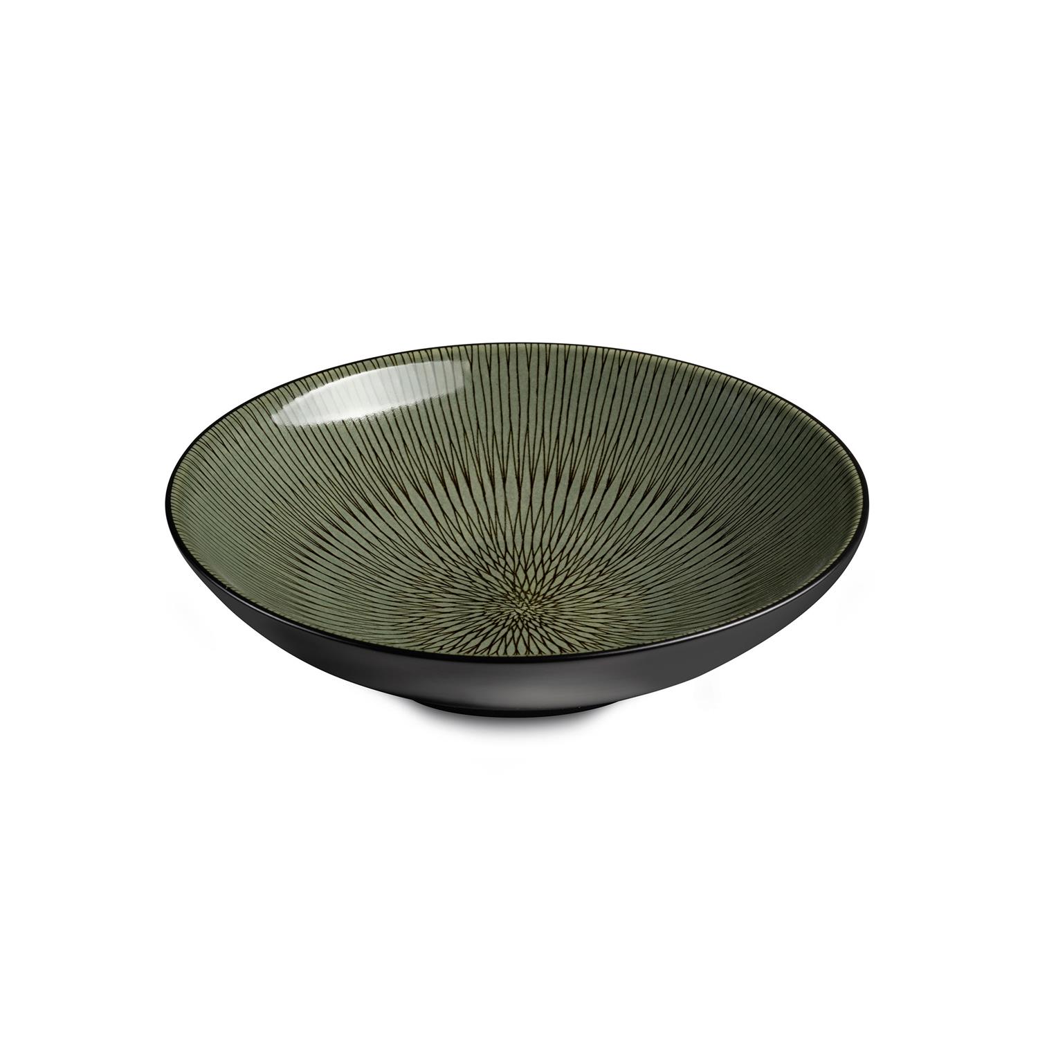 Hypnose - lot de 6 assiettes creuses ou salade 20,5 cm - khaki et noir- medard de noblat