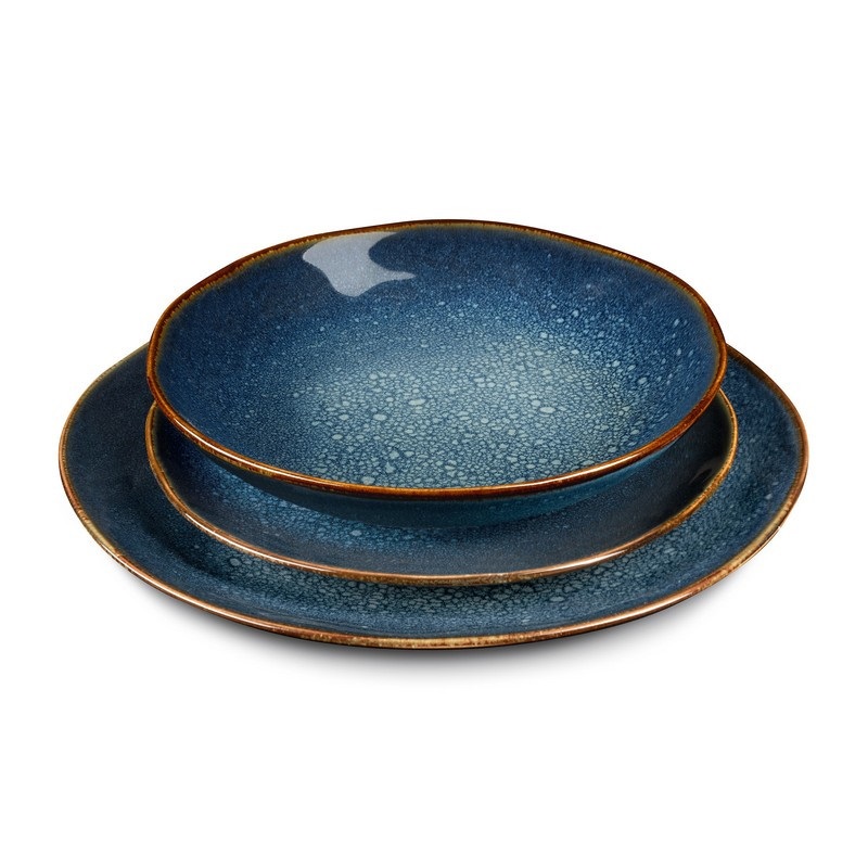 Vertigo denim , lot de 6 assiettes creuses en grès ø20,5 cm - medard de noblat