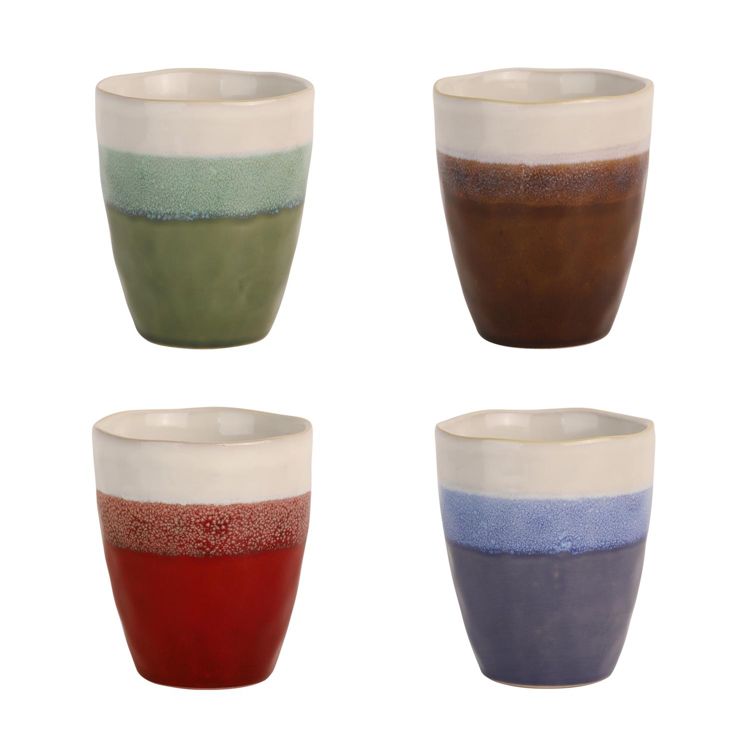 Lot 4 gobelets en grès, fuji 18 cl assortis - medard de noblat