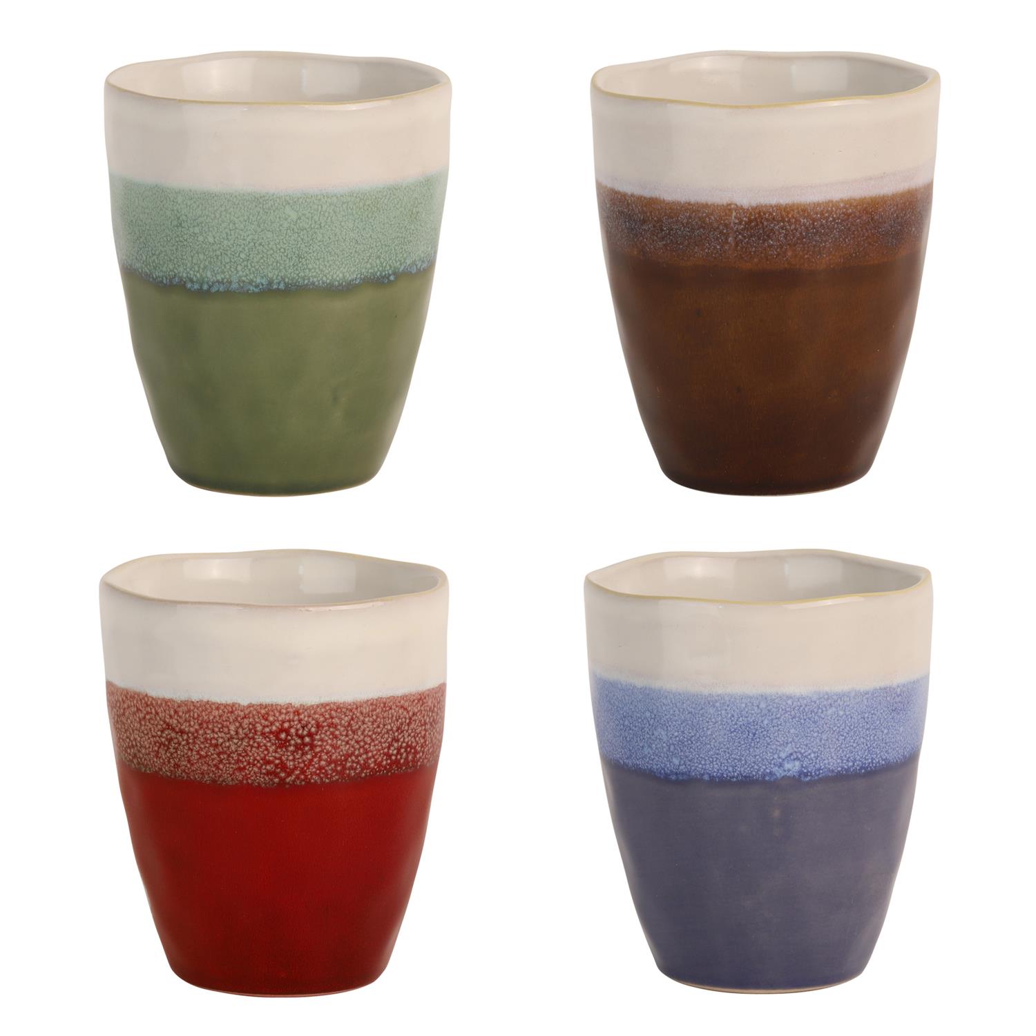 Lot 4 mugs en grès, fuji 30cl assortis - medard de noblat