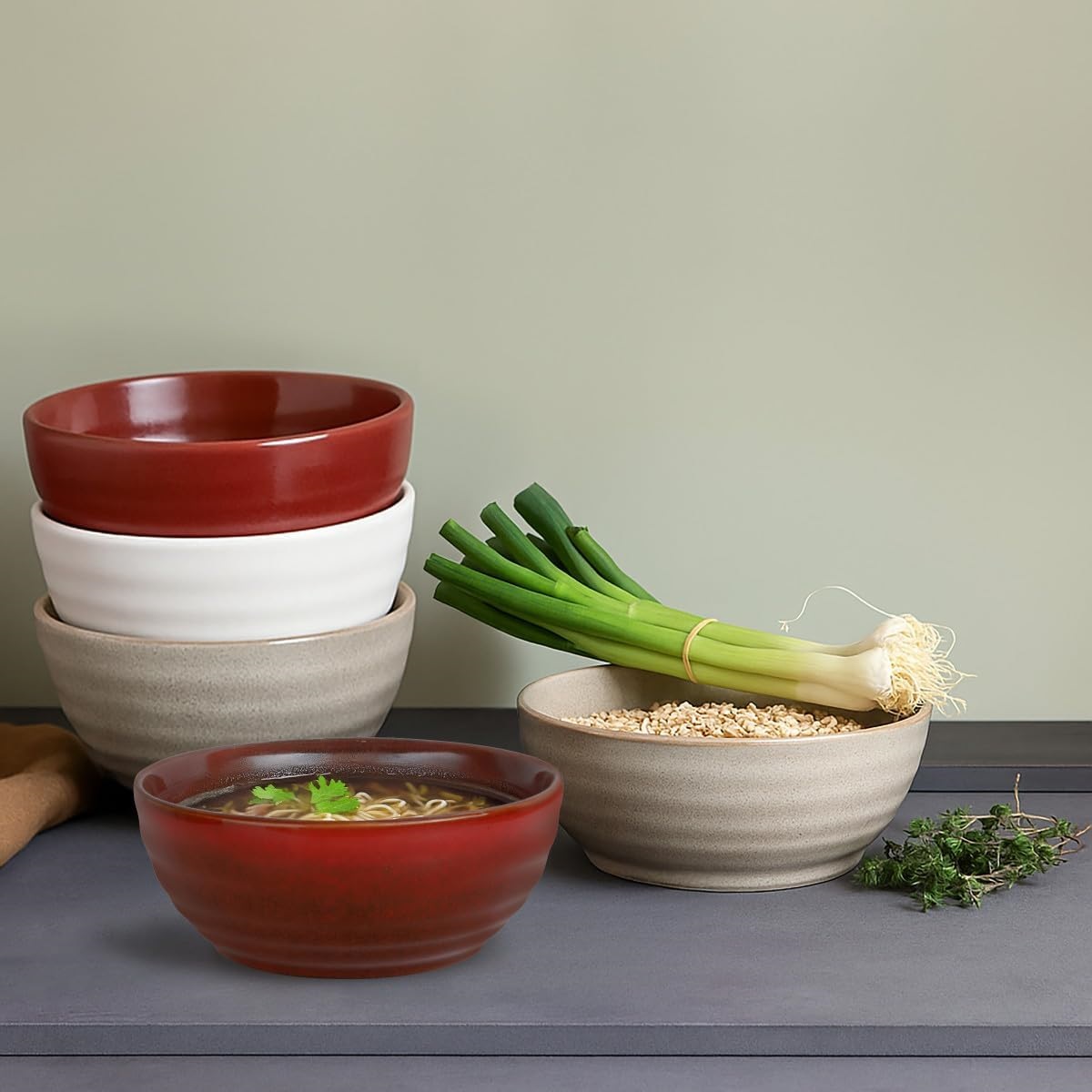 Lot 4 bols à ramen, fuji grenat ø18 cm - medard de noblat