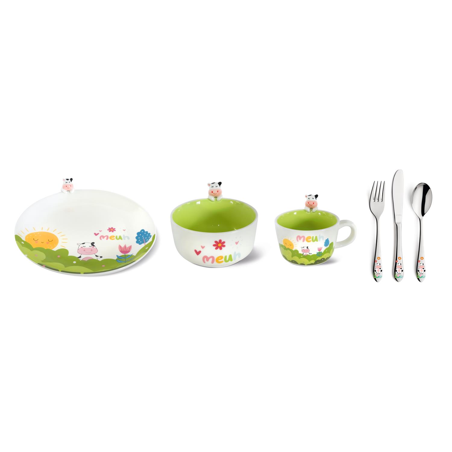 Moona - coffret 6 pièces vaisselle et couverts pour enfant - amefa 