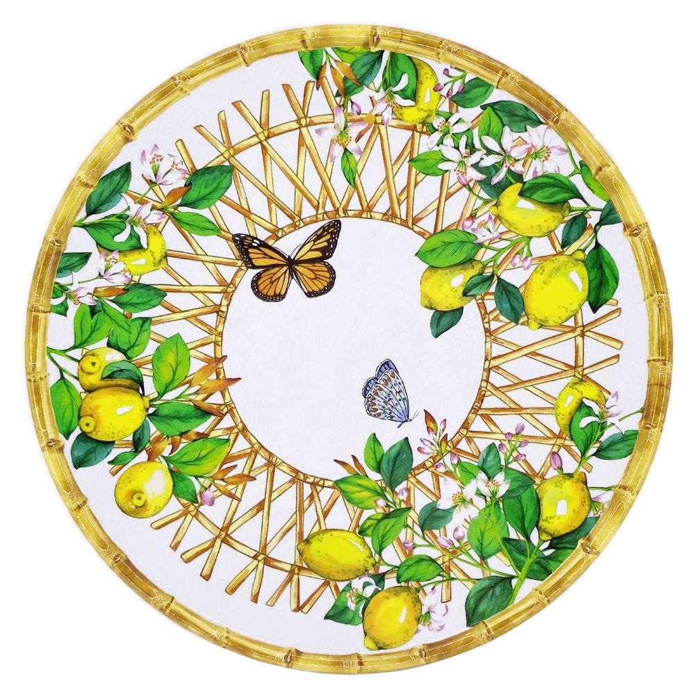 Capri plat rond en melamine 35,5cm de diametre - les jardins de la comtesse