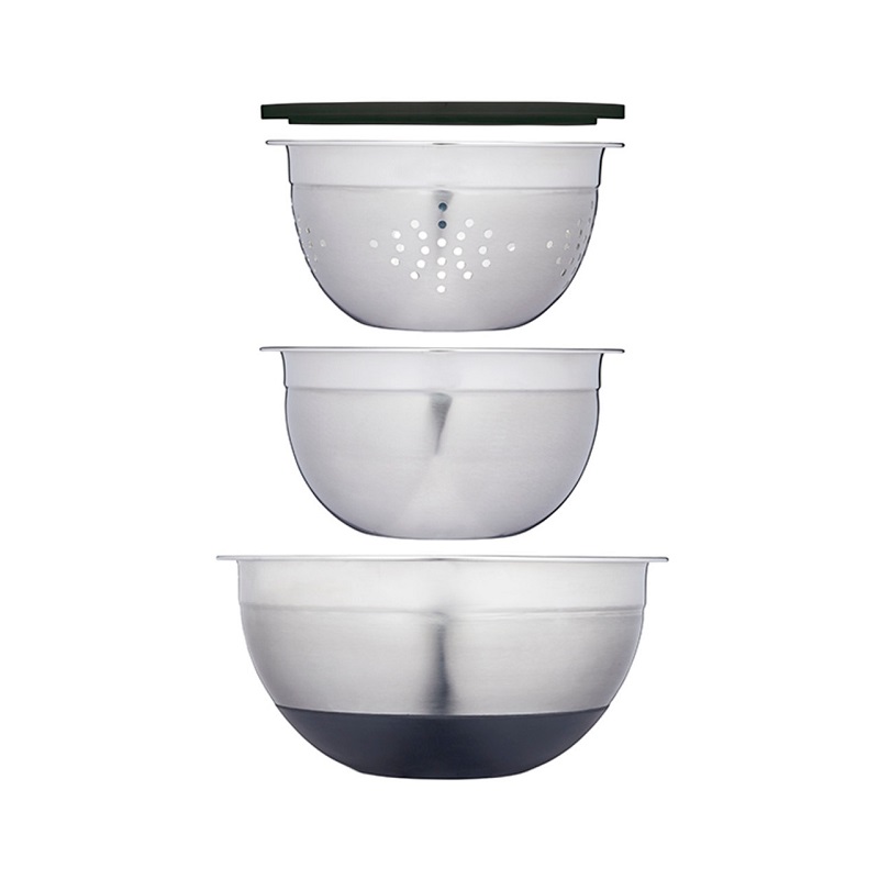 Ensemble de 2 bols cul de poule avec passoire et couvercle - kitchencraft