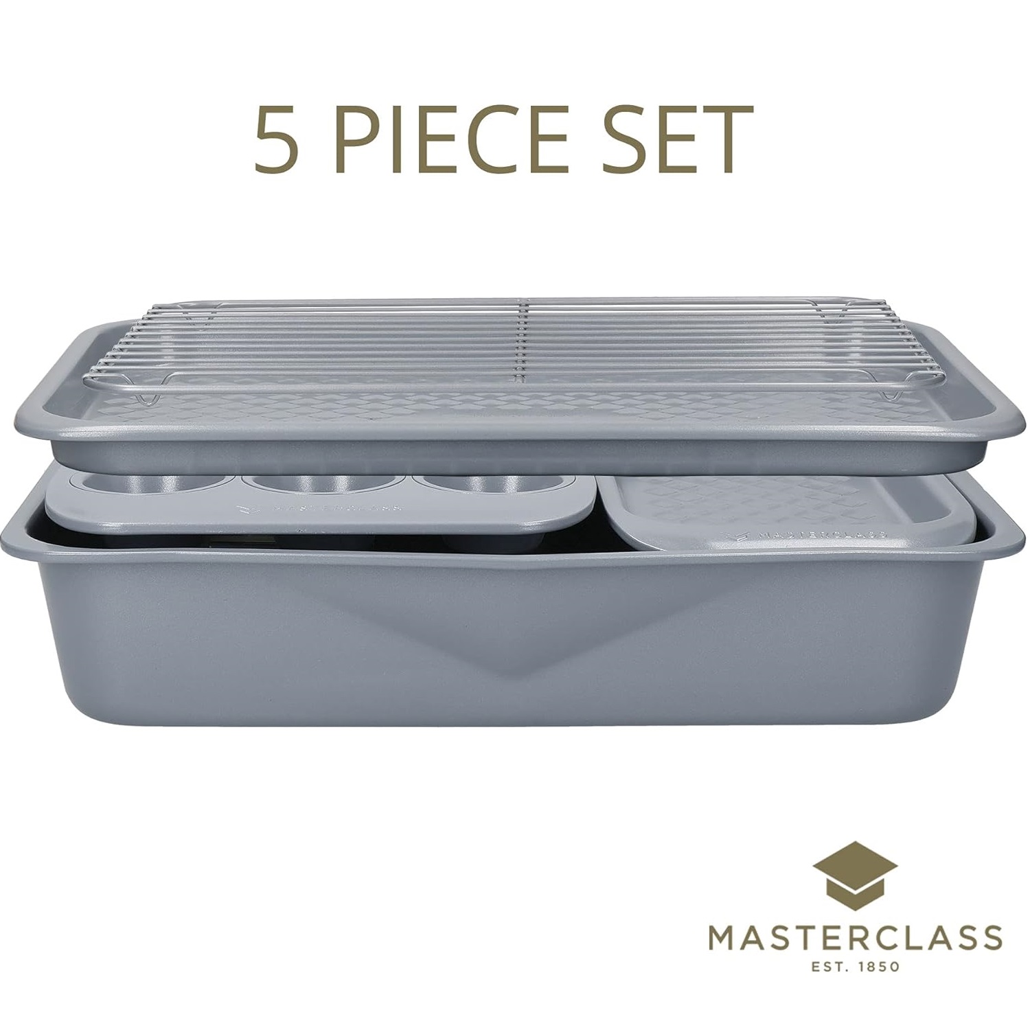 Ensemble de rôtisserie, de pâtisserie et de cuisson antiadhésif de 5 pièces masterclass - kitchencraft