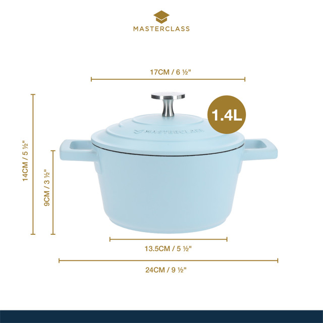 Cocotte légère en fonte d'aluminium ø16cm - 1,4 l sky blue masterclass - kitchencraft